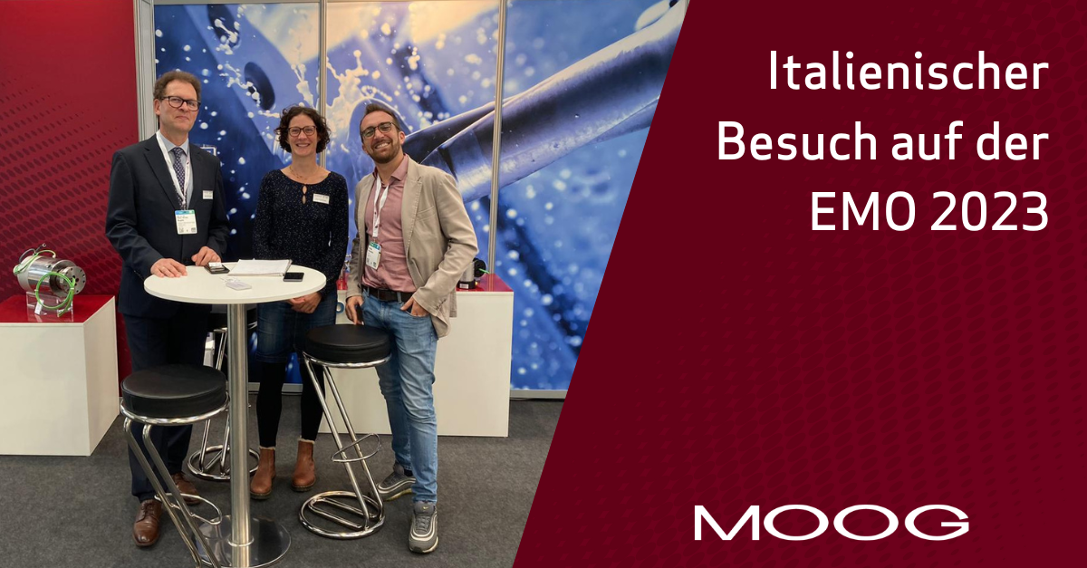Moog GAT Messeteam mit italienischem Vertreter von Ridix