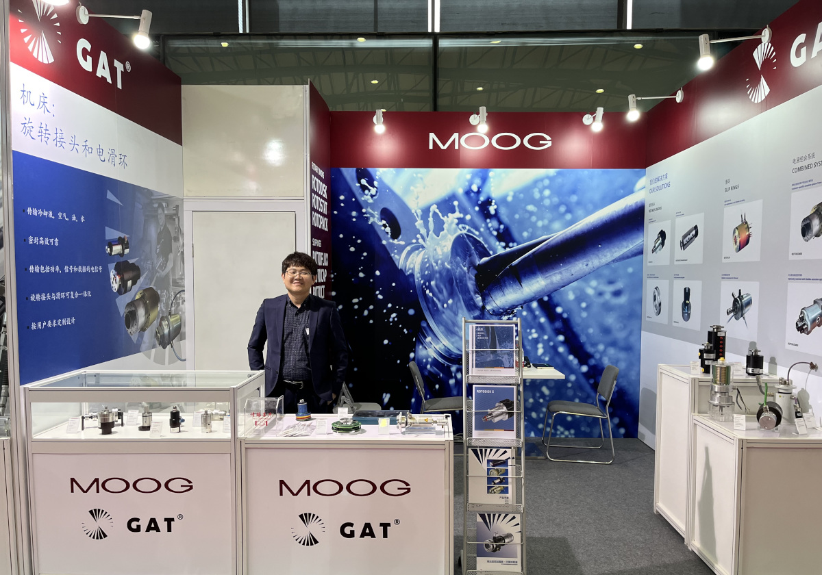 Messestand von Moog GAT und GAT Transmission Technology auf der CCMT 2024 in Shanghai
