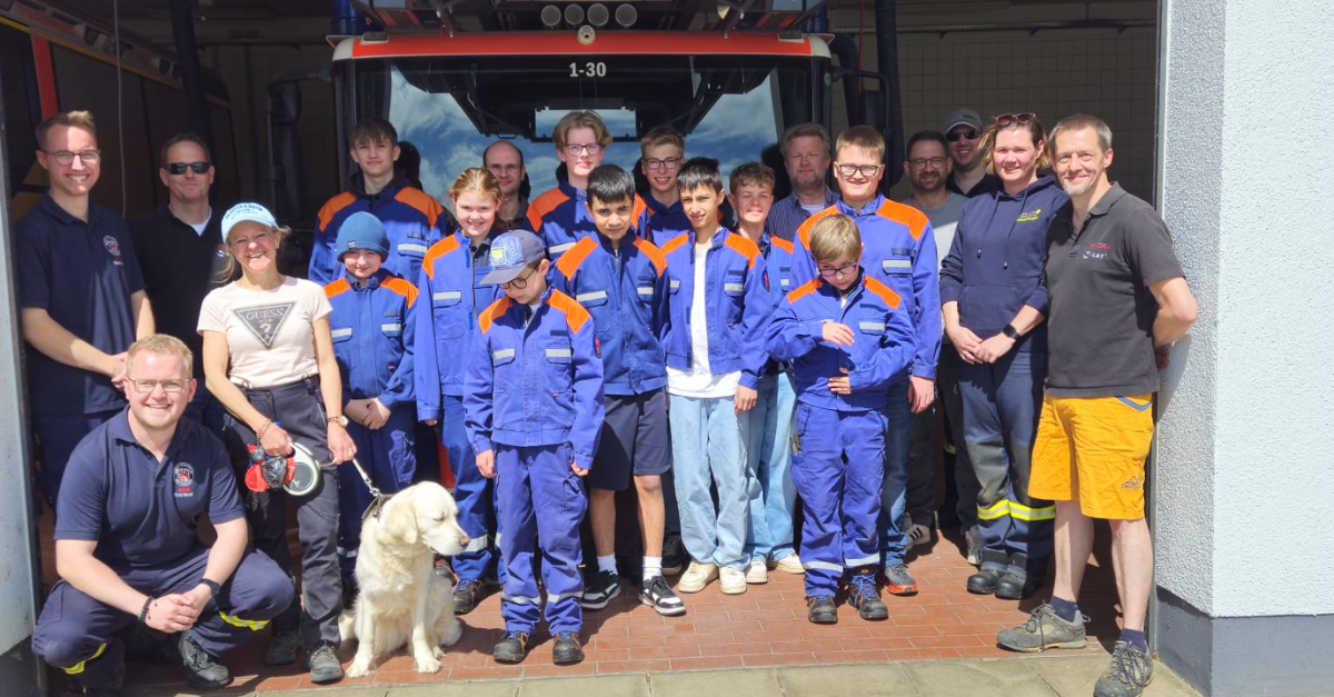 Participants in the event organized by Moog GAT and the Geisenheim Youth Fire Departmentment